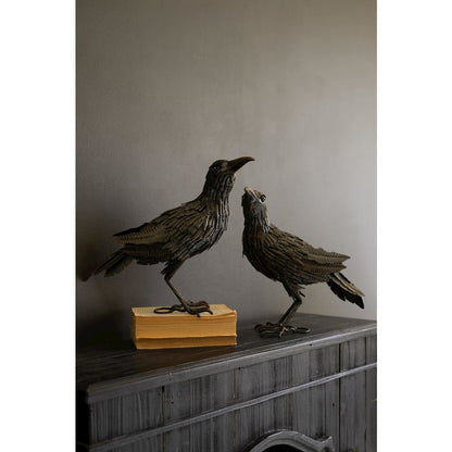 Set Of Two Black Metal Halloween Crows