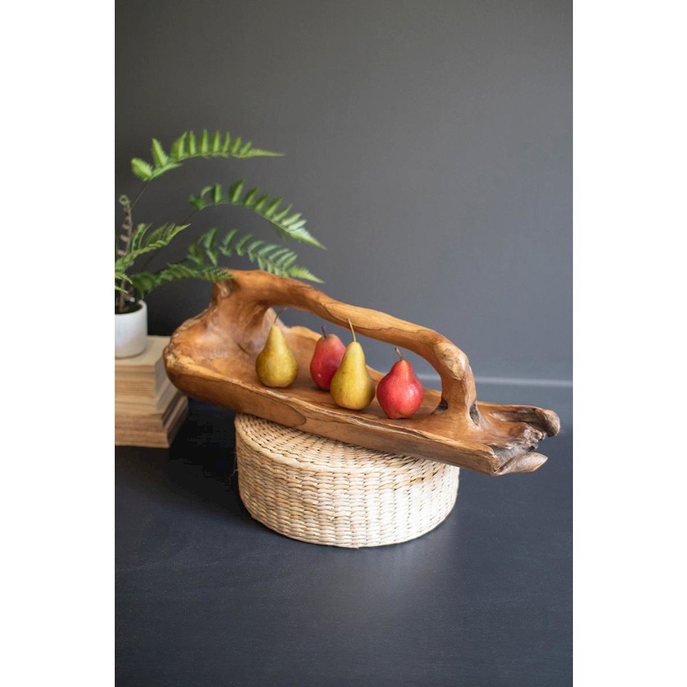 Large Oval Teak Bowl With Handle