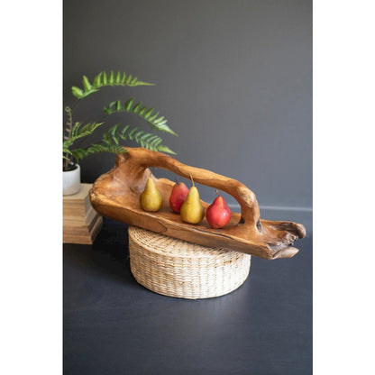 Large Oval Teak Bowl With Handle