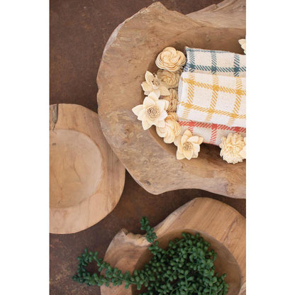 Set Of Three Rustic Teak Bowls