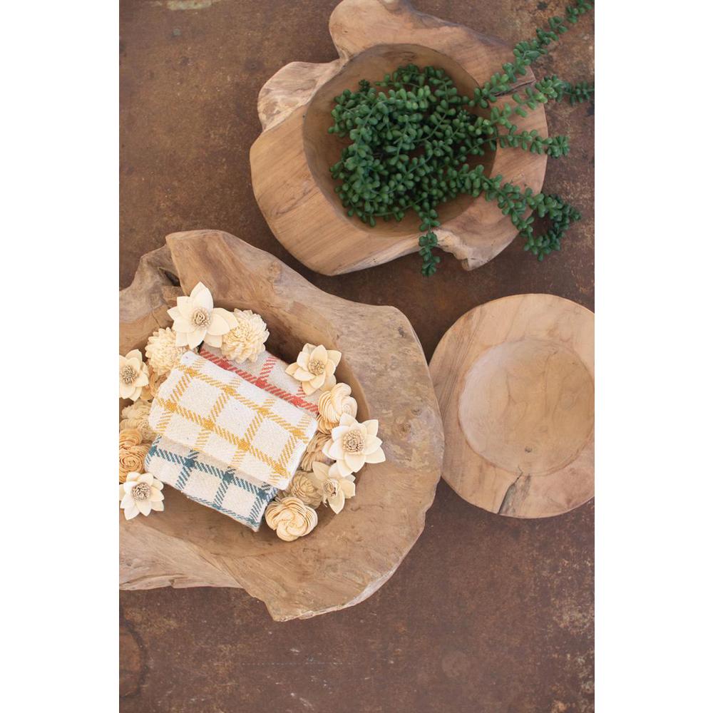 Set Of Three Rustic Teak Bowls