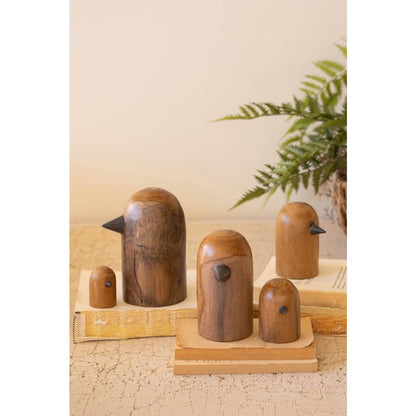 Set Of Five Teakwood Bird Scupltures
