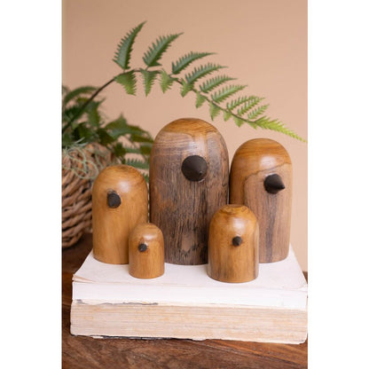Set Of Five Teakwood Bird Scupltures