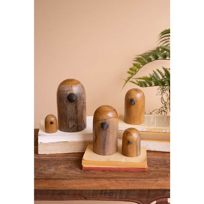 Set Of Five Teakwood Bird Scupltures