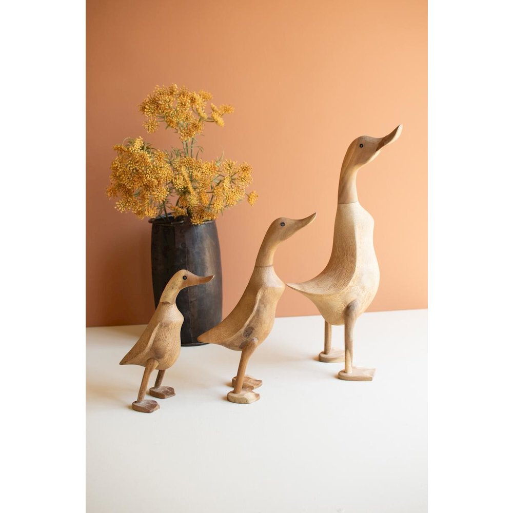 Set of Three Carved Bamboo Ducks