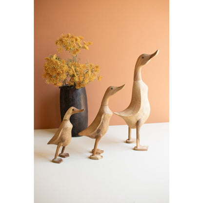 Set of Three Carved Bamboo Ducks