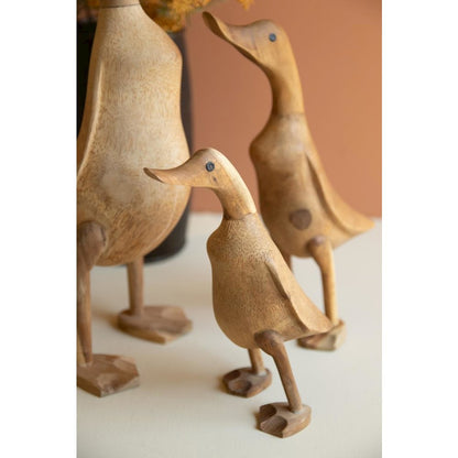 Set of Three Carved Bamboo Ducks