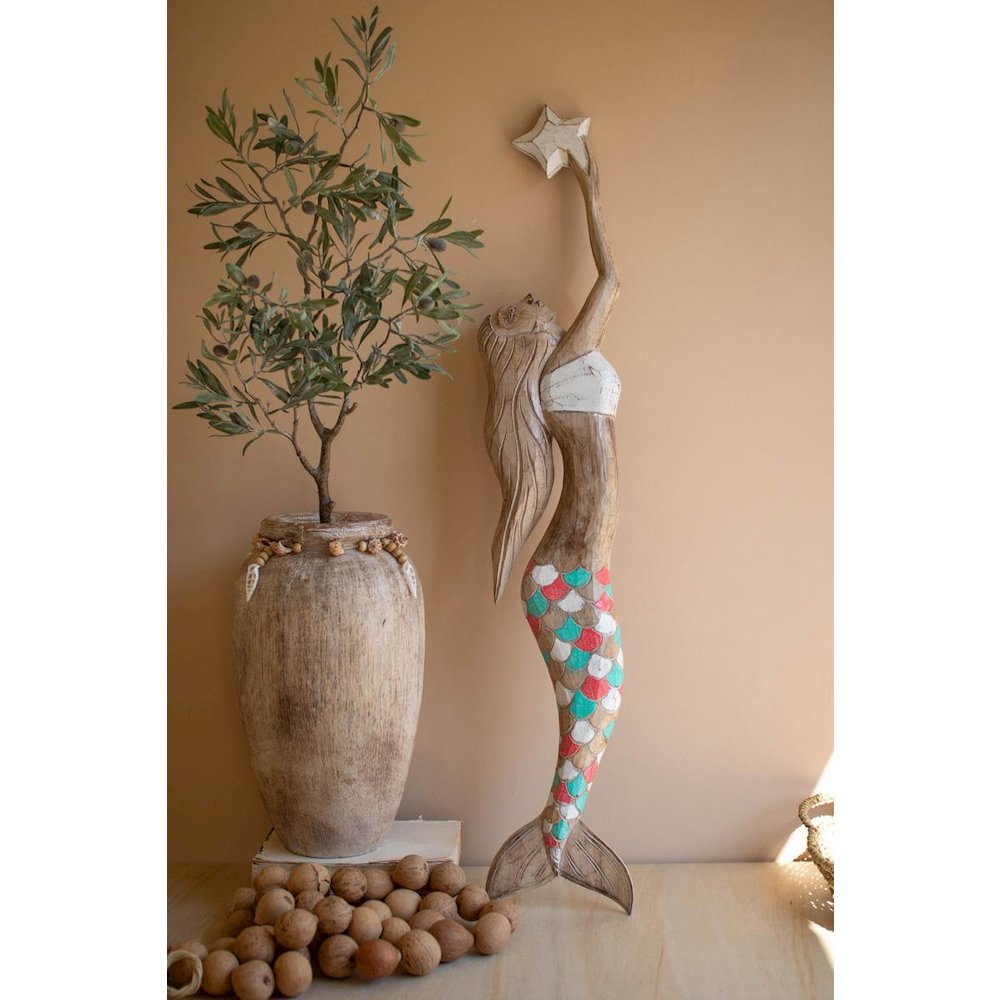 Carved Wooden Mermaid Wall Decor