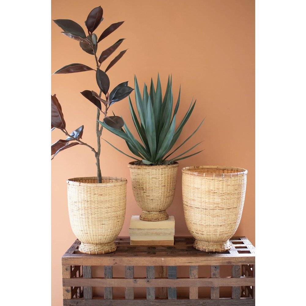 Set Of Three Split Cane  Baskets