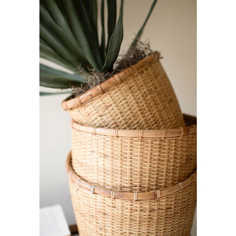 Set Of Three Split Cane  Baskets