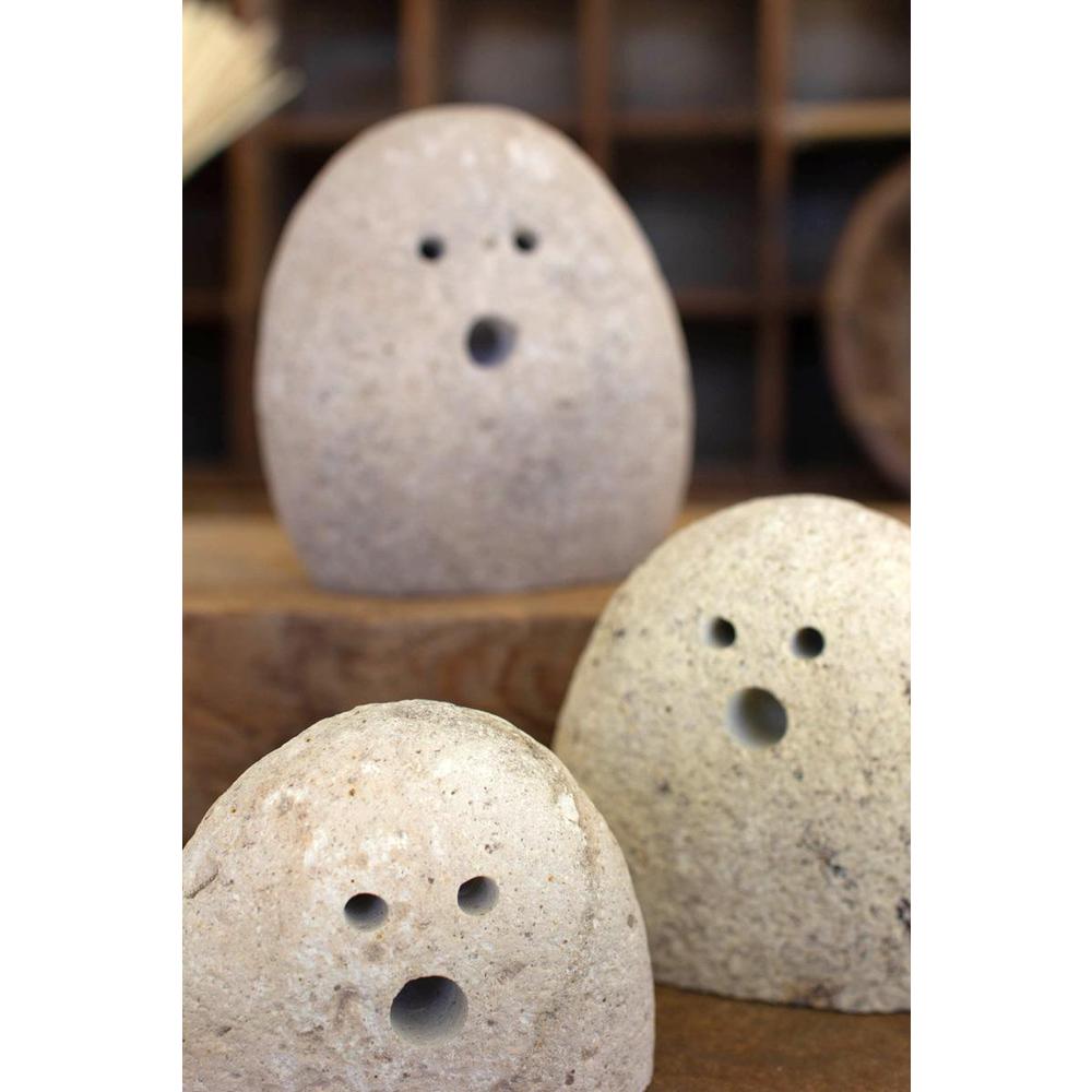 Set Of Three Tabletop River Rock Ghosts