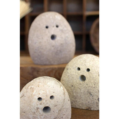 Set Of Three Tabletop River Rock Ghosts