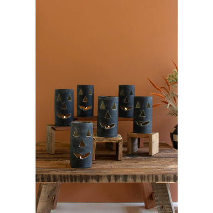 Tall Black Clay Jack-O-Lantern, Set of 6
