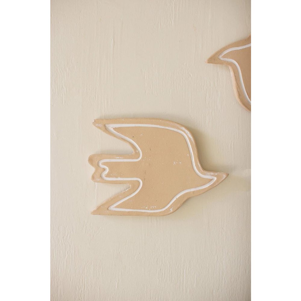 Set Of Two Clay Bird Wall Decor