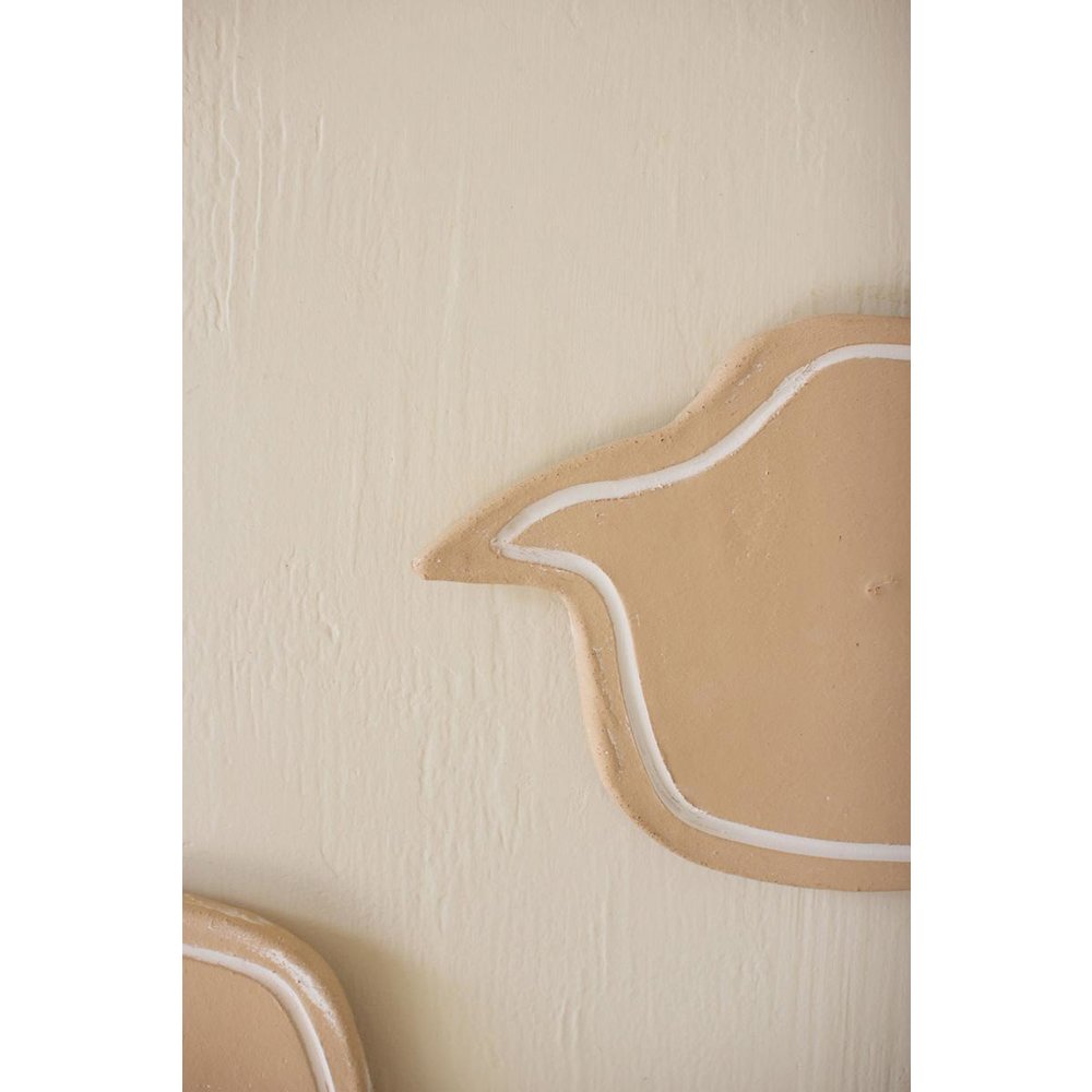 Set Of Two Clay Bird Wall Decor