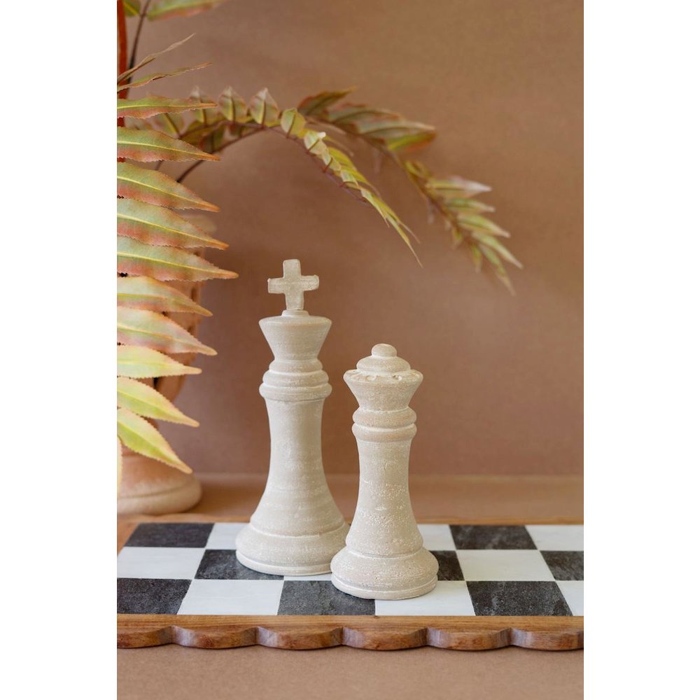 Set Of Two Grey-Wash Chess Pieces