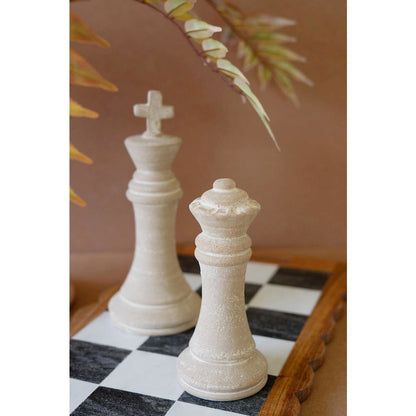 Set Of Two Grey-Wash Chess Pieces