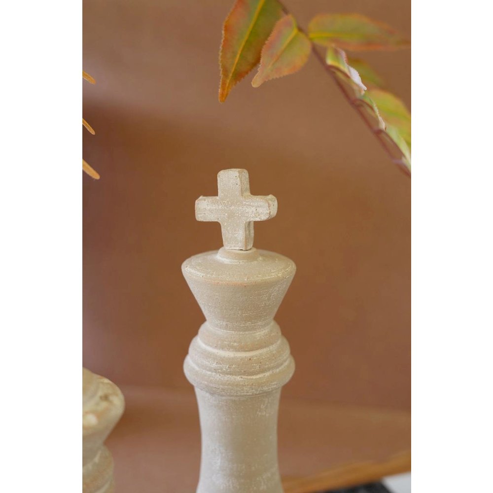 Set Of Two Grey-Wash Chess Pieces