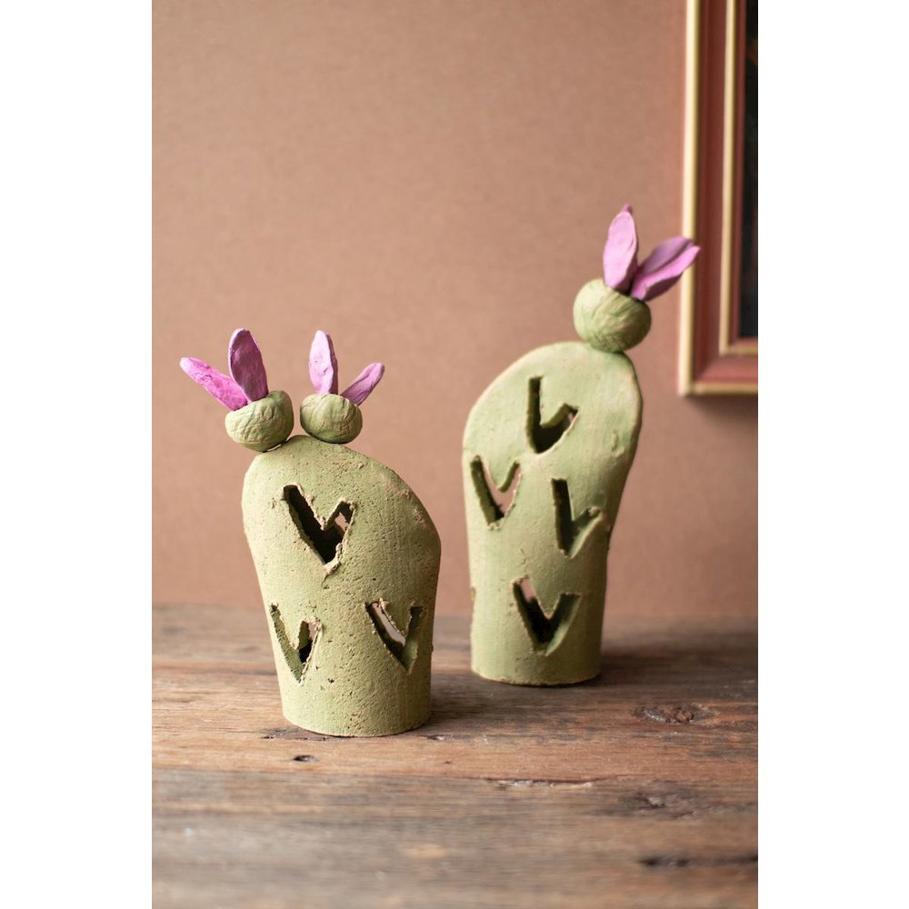 Set Of Two Prickly Pear Clay Luminaries
