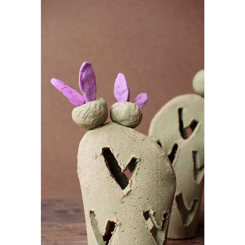 Set Of Two Prickly Pear Clay Luminaries