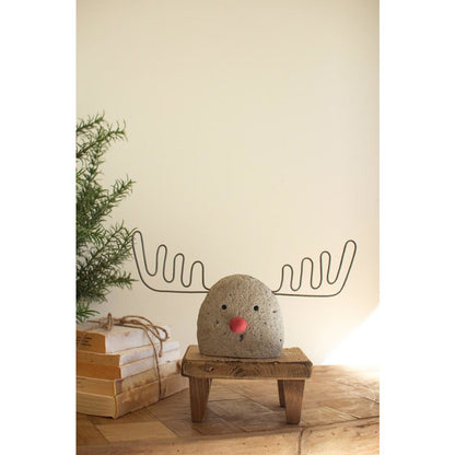River Rock And Wire Reindeer