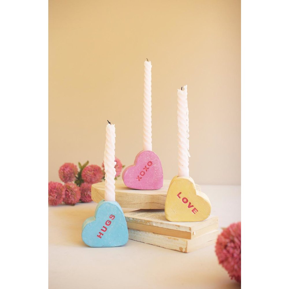 Set Of Three Clay Valentine Heart Candle Holders