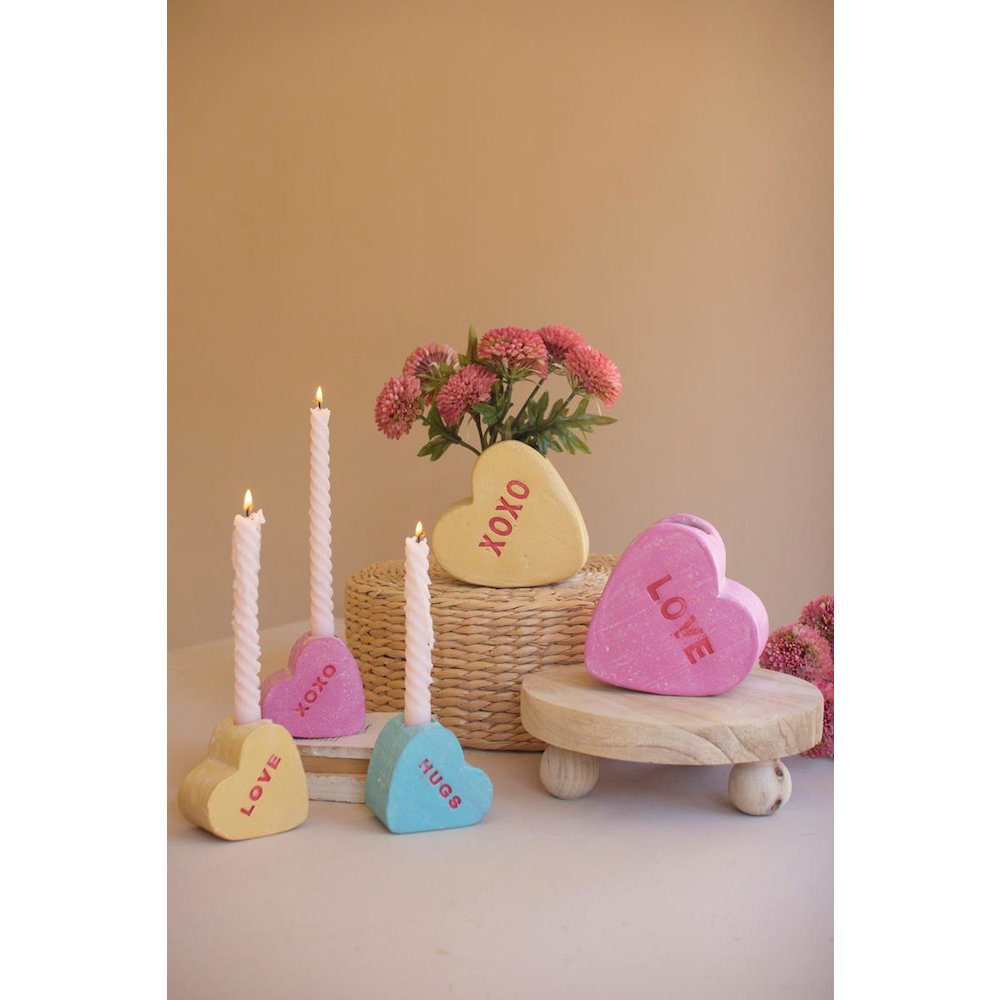 Set Of Three Clay Valentine Heart Candle Holders
