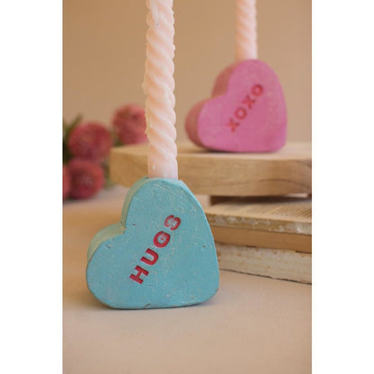 Set Of Three Clay Valentine Heart Candle Holders