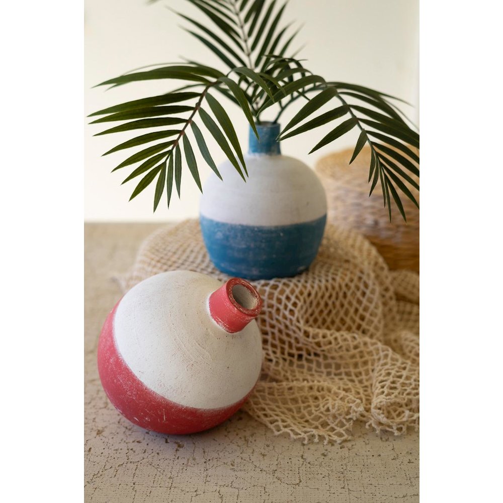 S/2 Clay Round Fishing Bobber Bud Vases