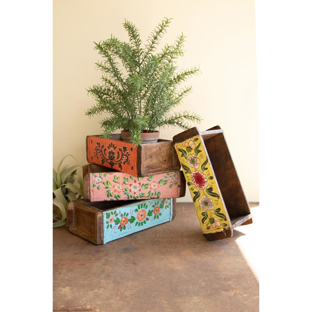 Set of Four Hand Painted Brick Molds
