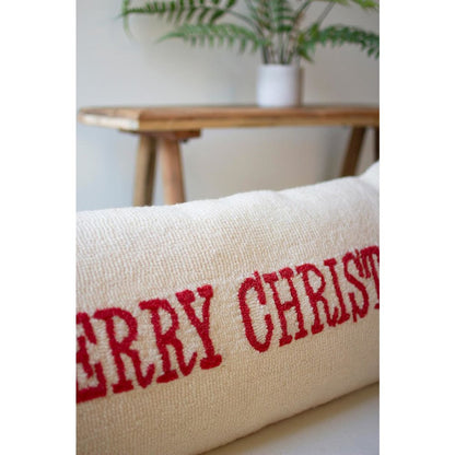Merry Christmas Hand Hooked Pillow