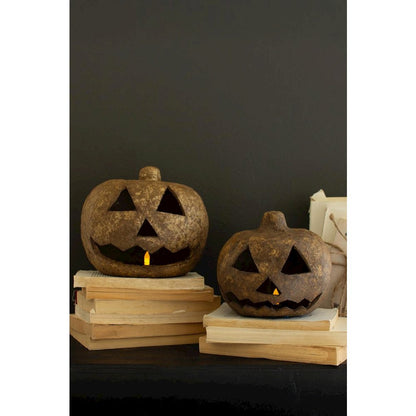 Set Of Two Paper Mache Jack-O-Lanterns