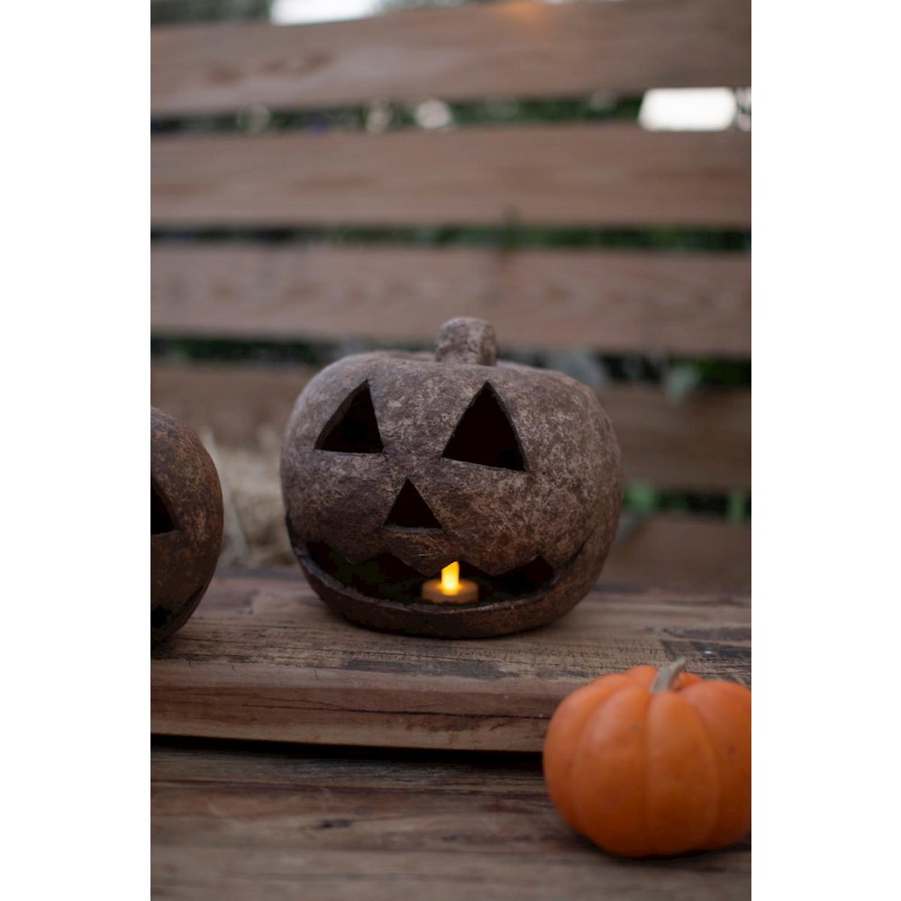 Set Of Two Paper Mache Jack-O-Lanterns