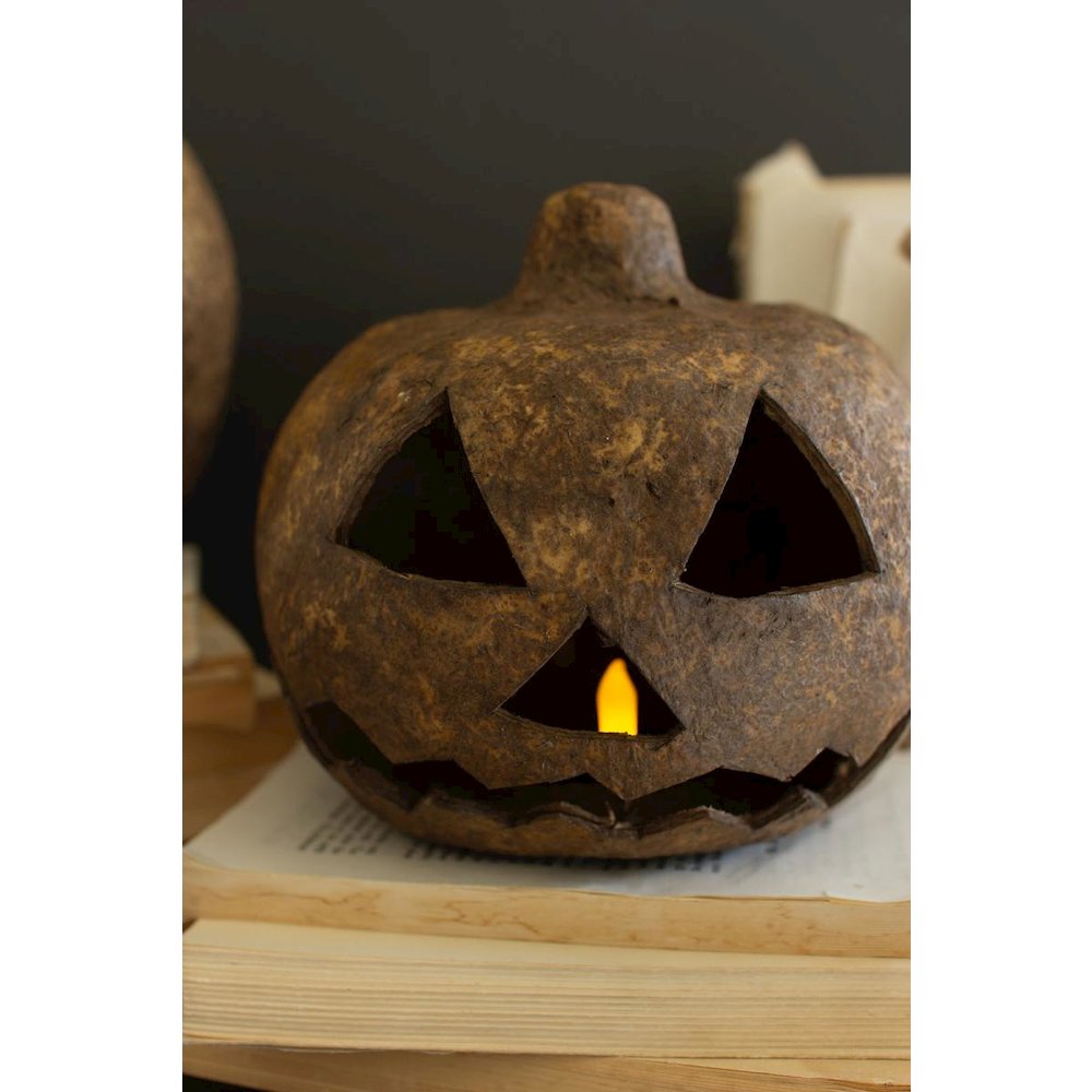 Set Of Two Paper Mache Jack-O-Lanterns