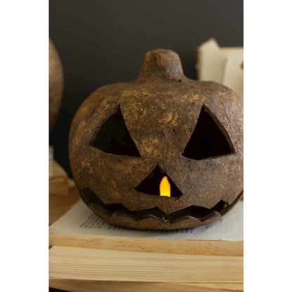 Set Of Two Paper Mache Jack-O-Lanterns