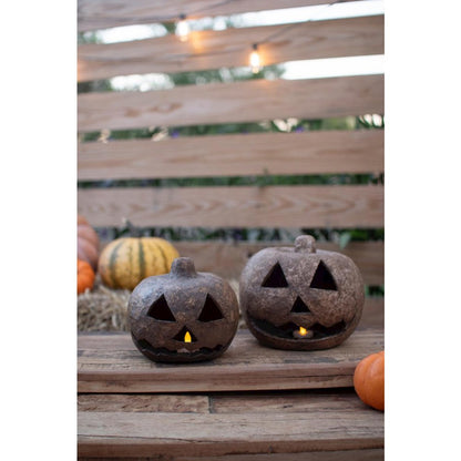 Set Of Two Paper Mache Jack-O-Lanterns