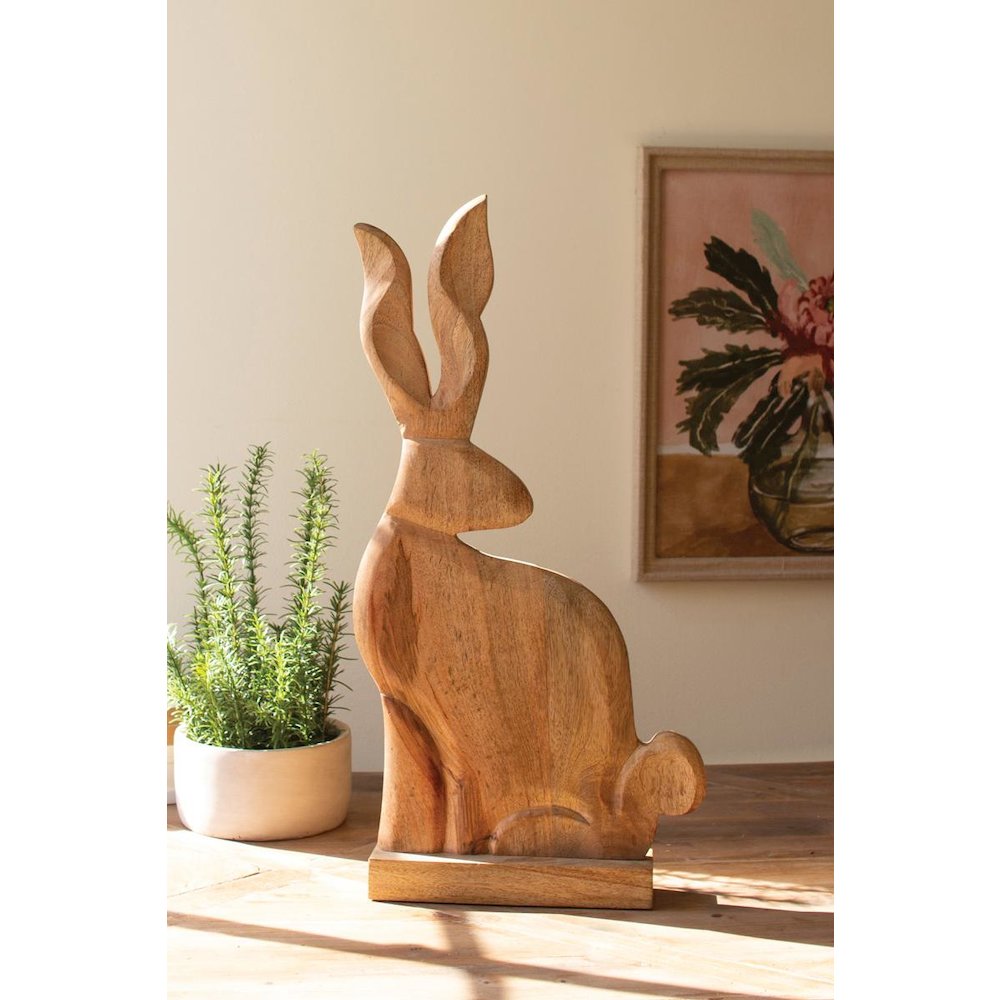 Tall Carved Wooden Rabbit On A Base