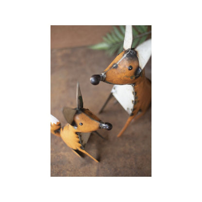Set Of Two Recycled Iron Foxes