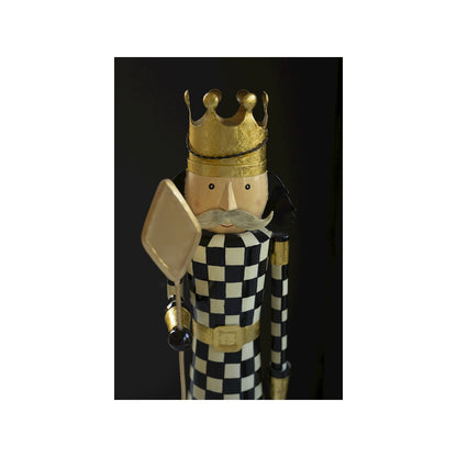 Set Of Two Painted Metal And Wood Checkerboard Nutcrackers
