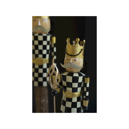 Set Of Two Painted Metal And Wood Checkerboard Nutcrackers