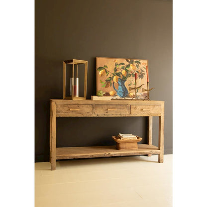 Reclaimed Wood Three Drawer Console - 59" Long