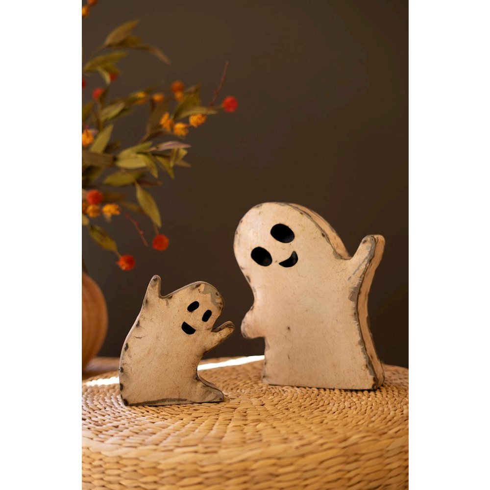 Set Of Two Recycled Iron Halloween Ghosts