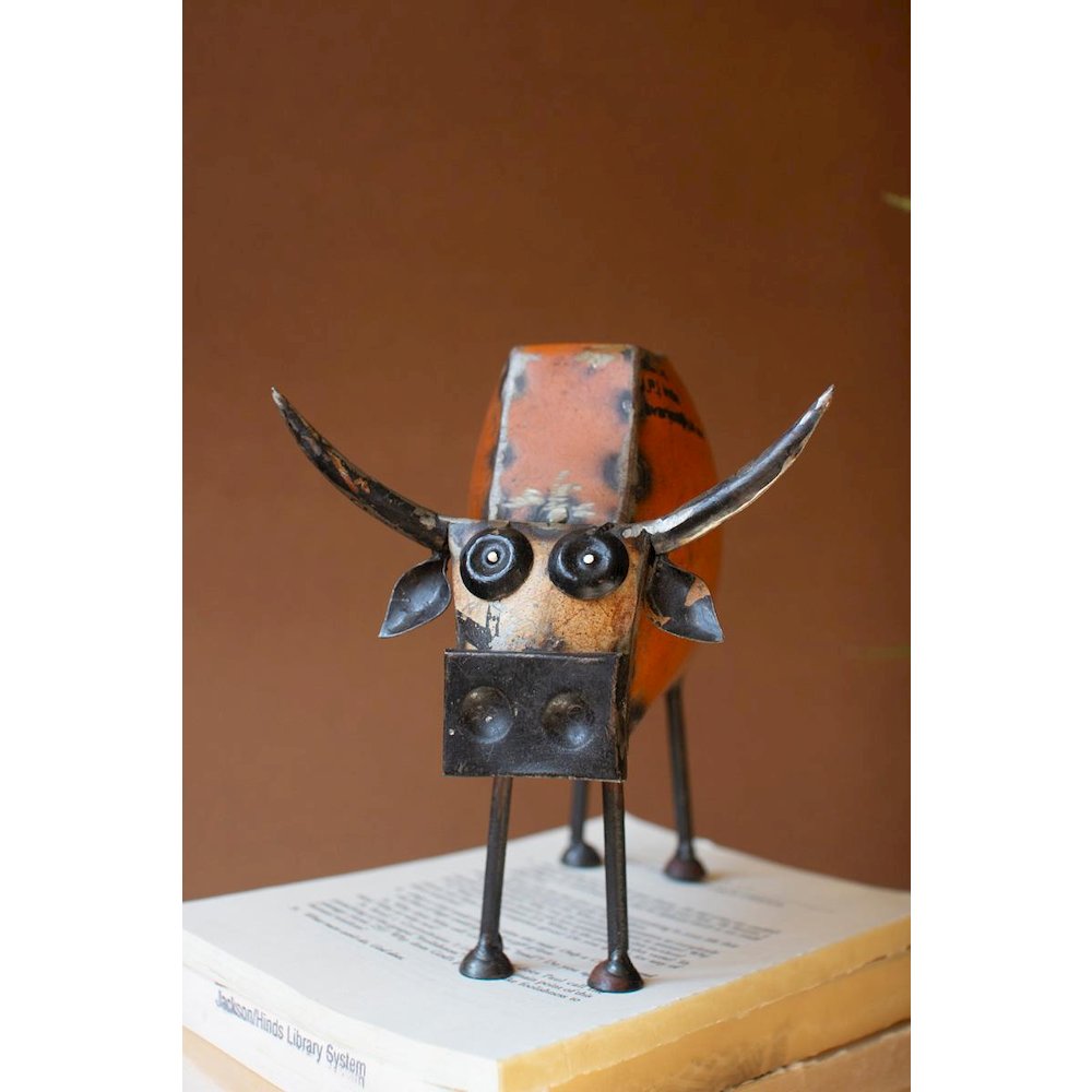Set Of Two Recycled Iron Steers