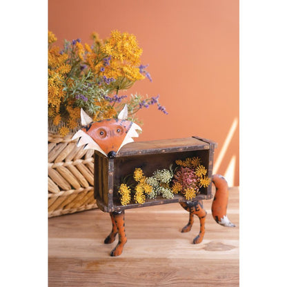 Recycled Metal Fox with Wooden Brick Mold
