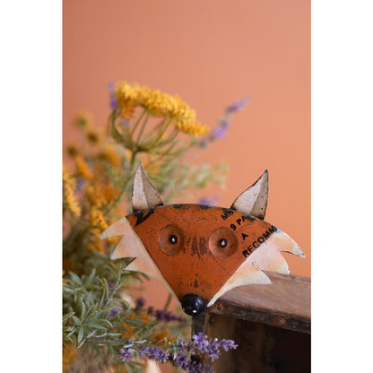 Recycled Metal Fox with Wooden Brick Mold