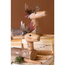 Set Of Two Metal And Wood Sitting Deer