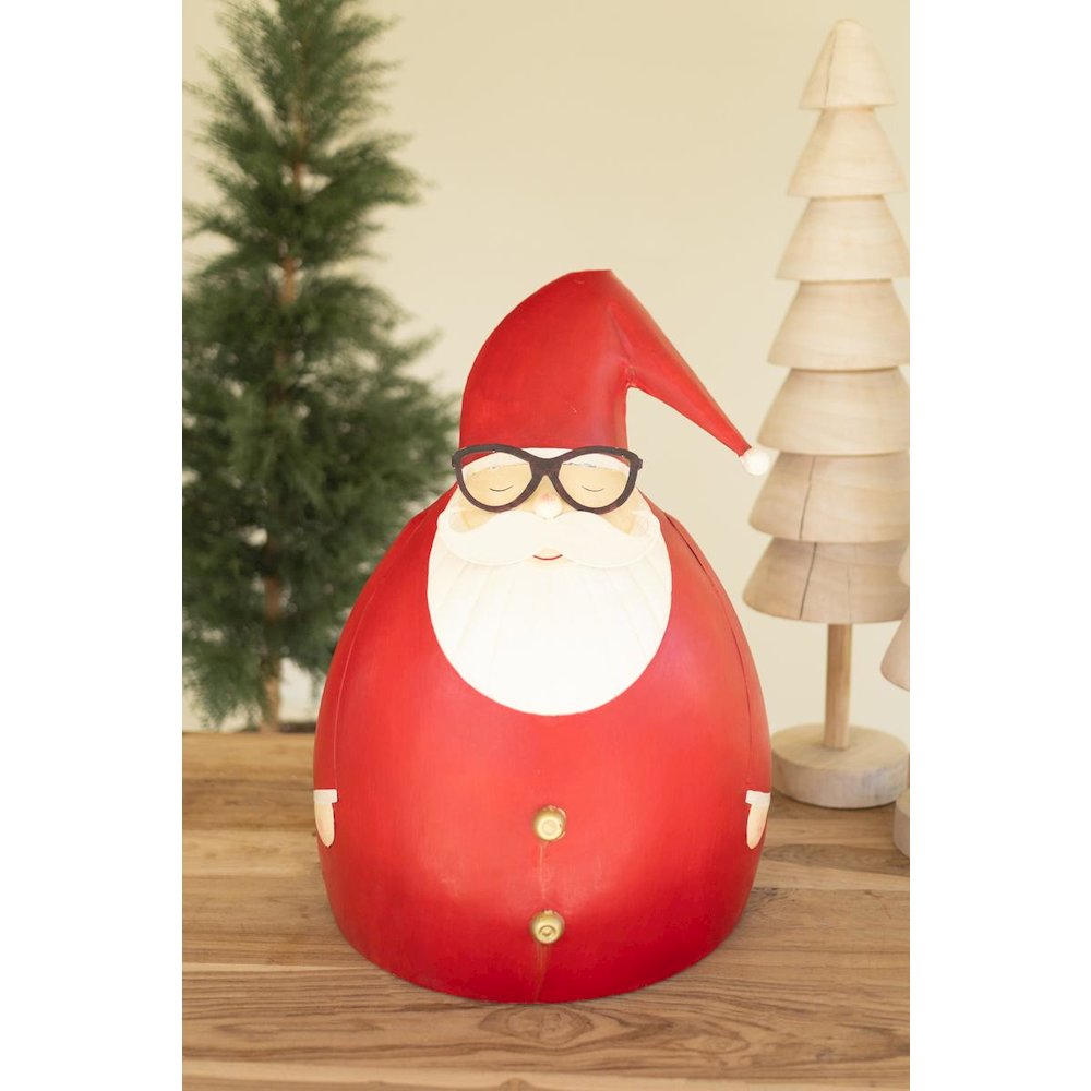 Painted Metal Santa With Glasses