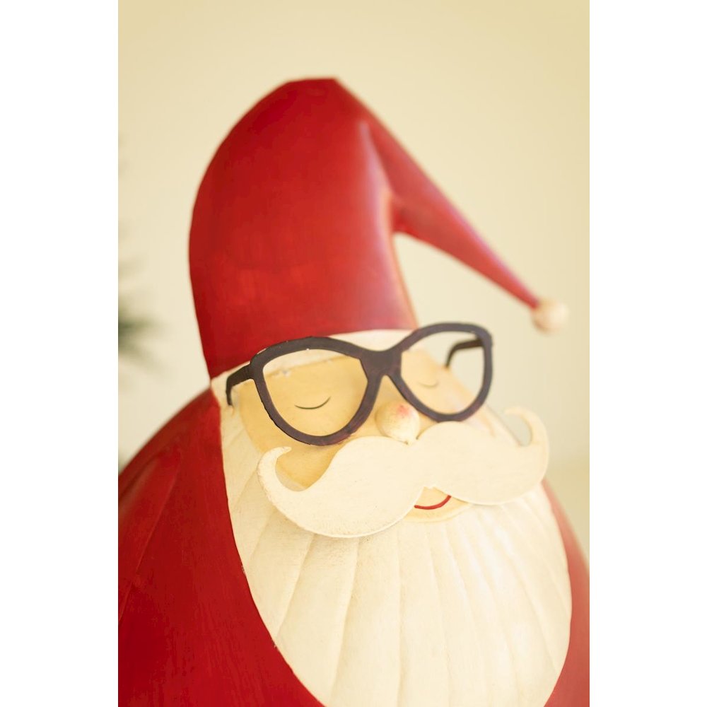 Painted Metal Santa With Glasses