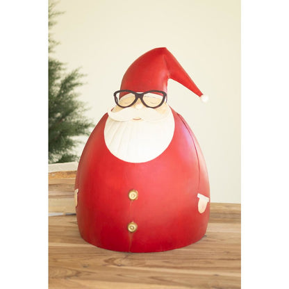 Painted Metal Santa With Glasses