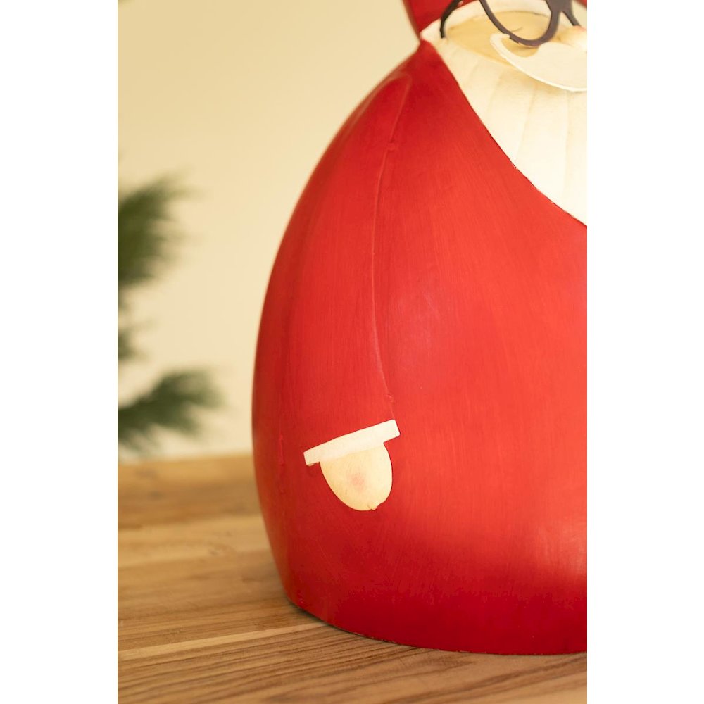 Painted Metal Santa With Glasses
